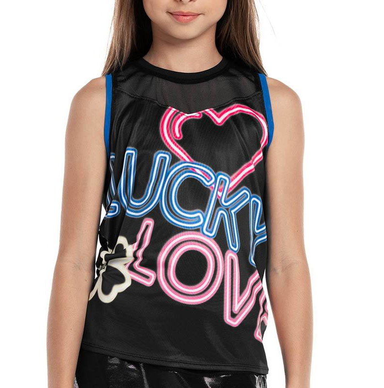 Lucky In Love Glow With Love Girls' Tennis Tank