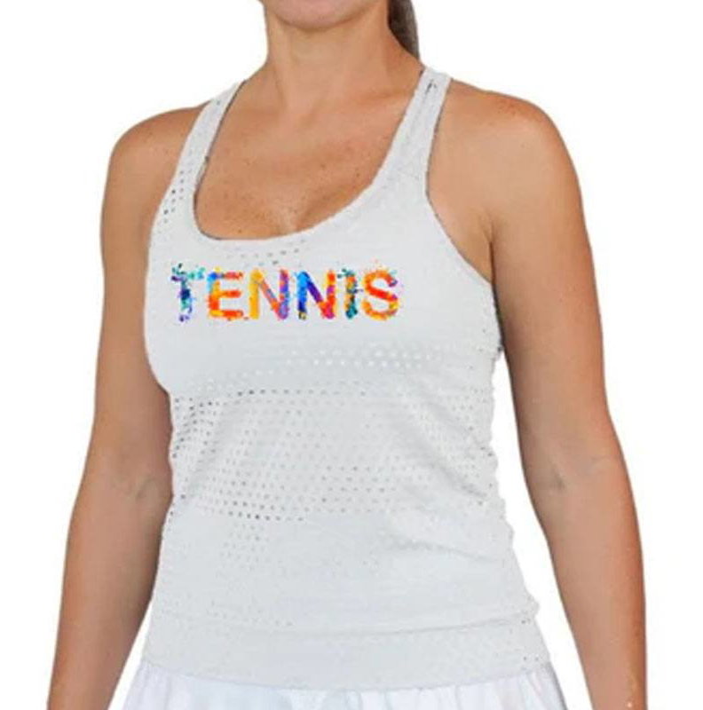 Lacoasport Tennis Art Color Fold Over Mesh Women's Tennis Tank