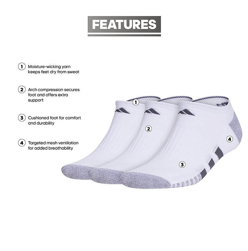 Adidas Cushioned 3-Pack No Show Men's Tennis Socks