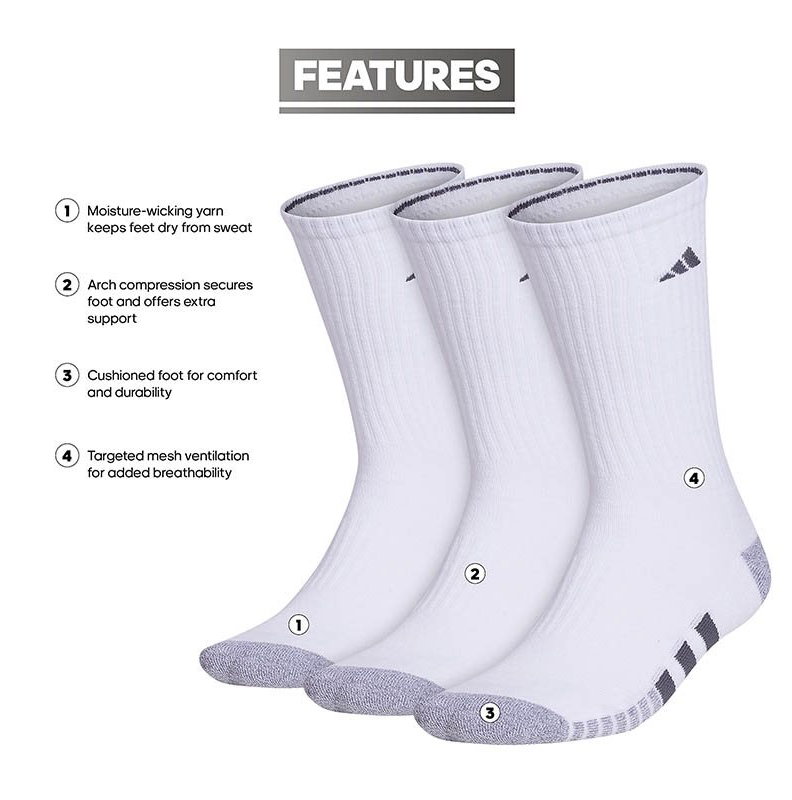 Adidas Cushioned 3-Pack Crew Men's Tennis Socks