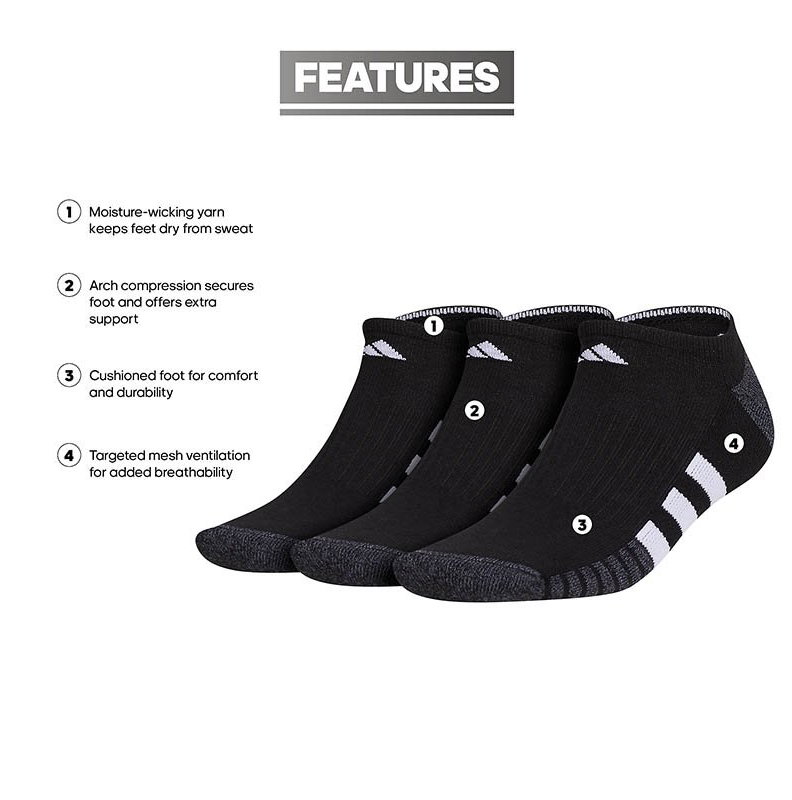 Adidas Cushioned 3-Pack No Show Men's Tennis Socks