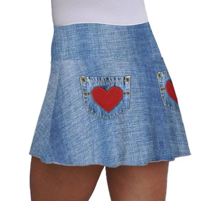 Lacoasport Denim Hearts Women's Tennis Skirt