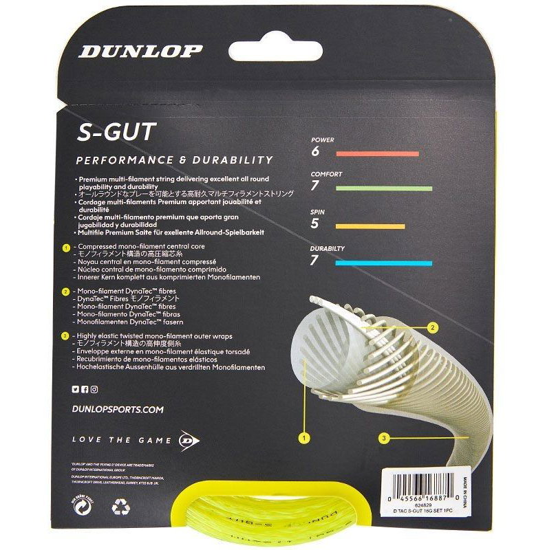 Dunlop Synthetic Gut 16 Tennis String Set - Yellow