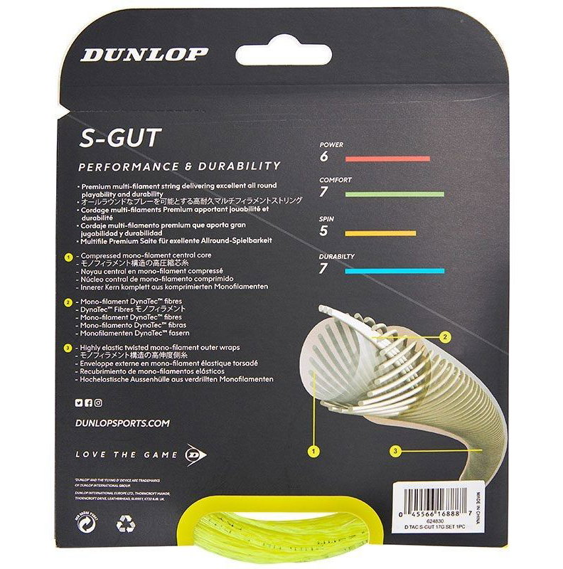 Dunlop Synthetic Gut 17 Tennis String Set - Yellow
