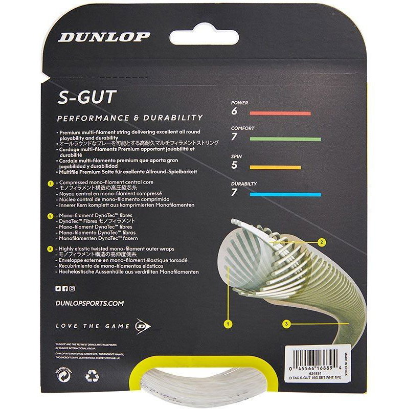 Dunlop Synthetic Gut 16 Tennis String Set - White