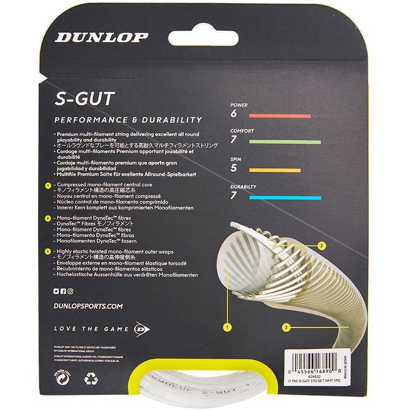 Dunlop Synthetic Gut 17 Tennis String Set - White