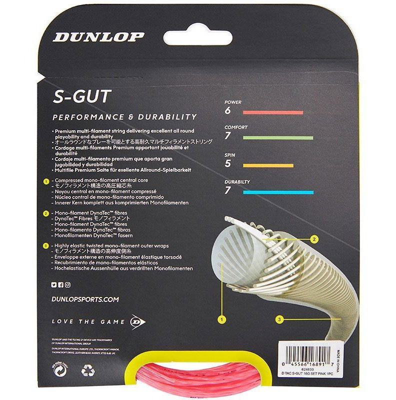Dunlop Synthetic Gut 16 Tennis String Set - Pink