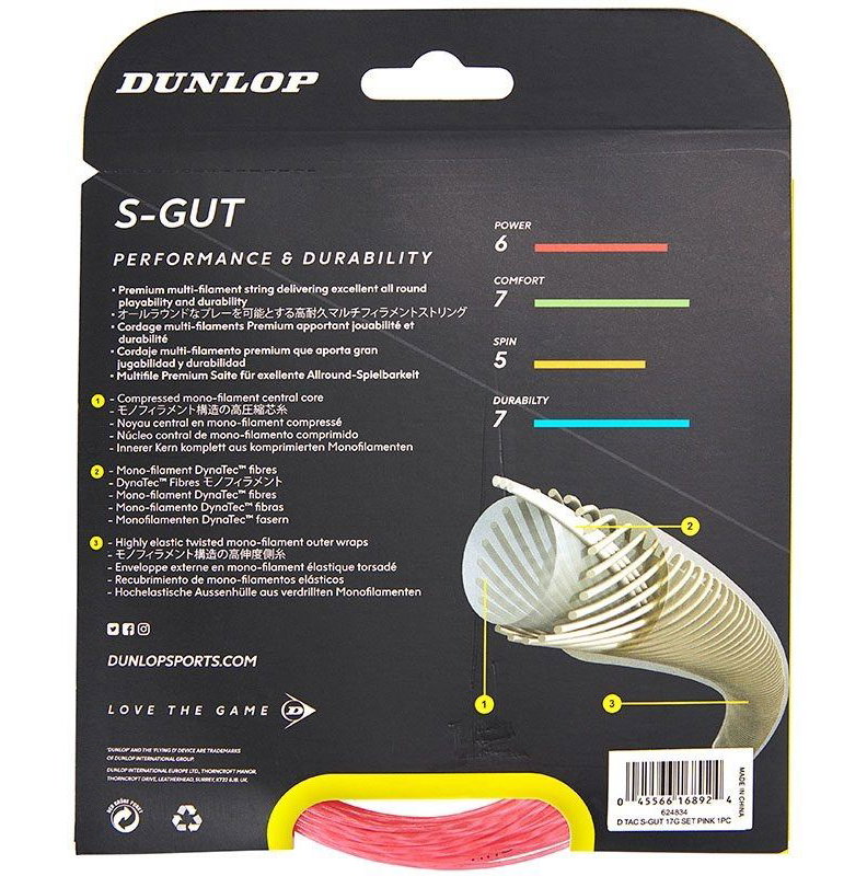 Dunlop Synthetic Gut 17 Tennis String Set - Pink