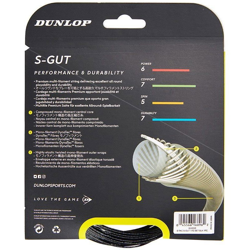 Dunlop Synthetic Gut 17 Tennis String Set - Black