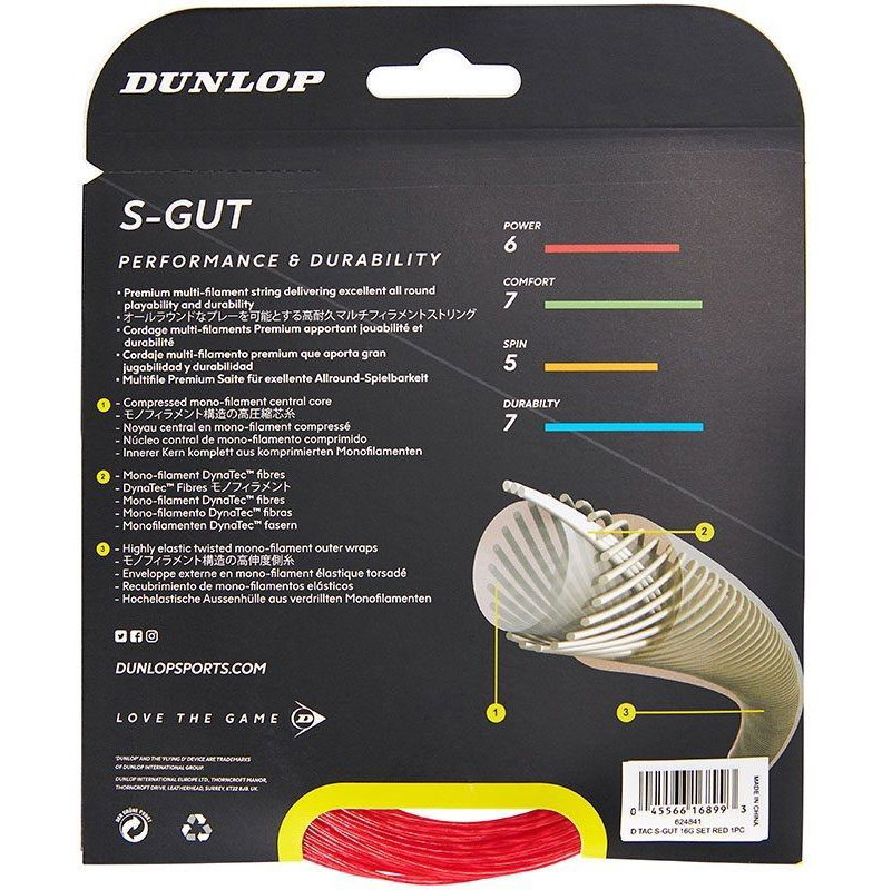 Dunlop Synthetic Gut 16 Tennis String Set - Red
