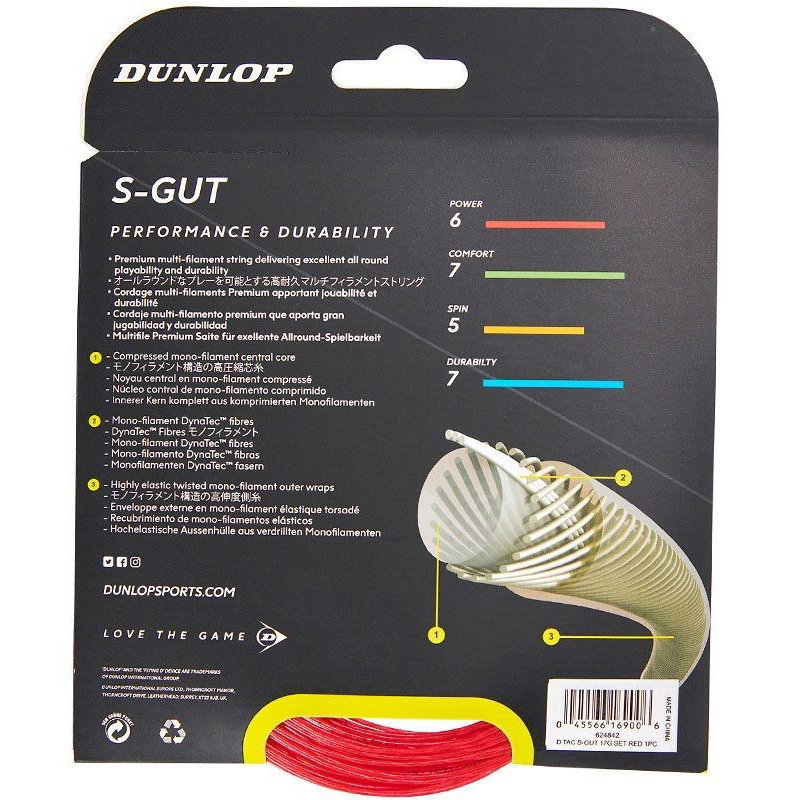 Dunlop Synthetic Gut 17 Tennis String Set - Red