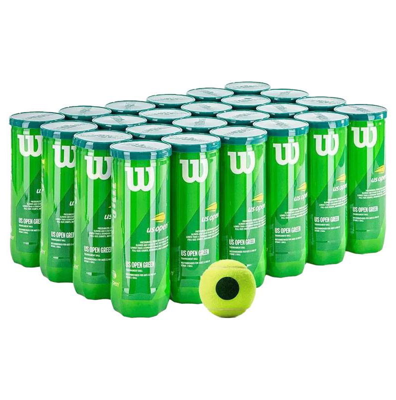 Wilson US Open Green Tennis Ball Case 3 Ball Can x 24