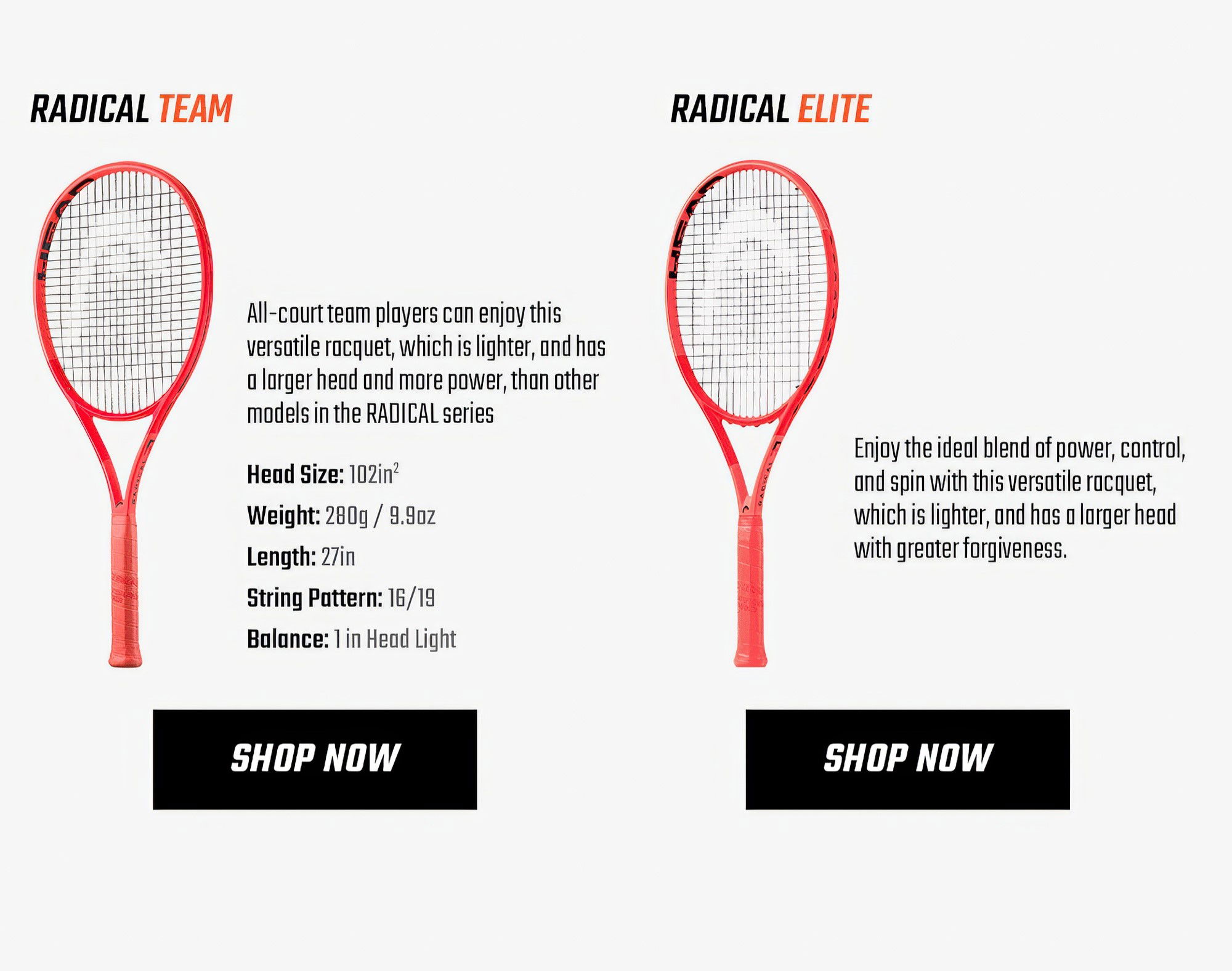 Head Radical Tennis Racquets