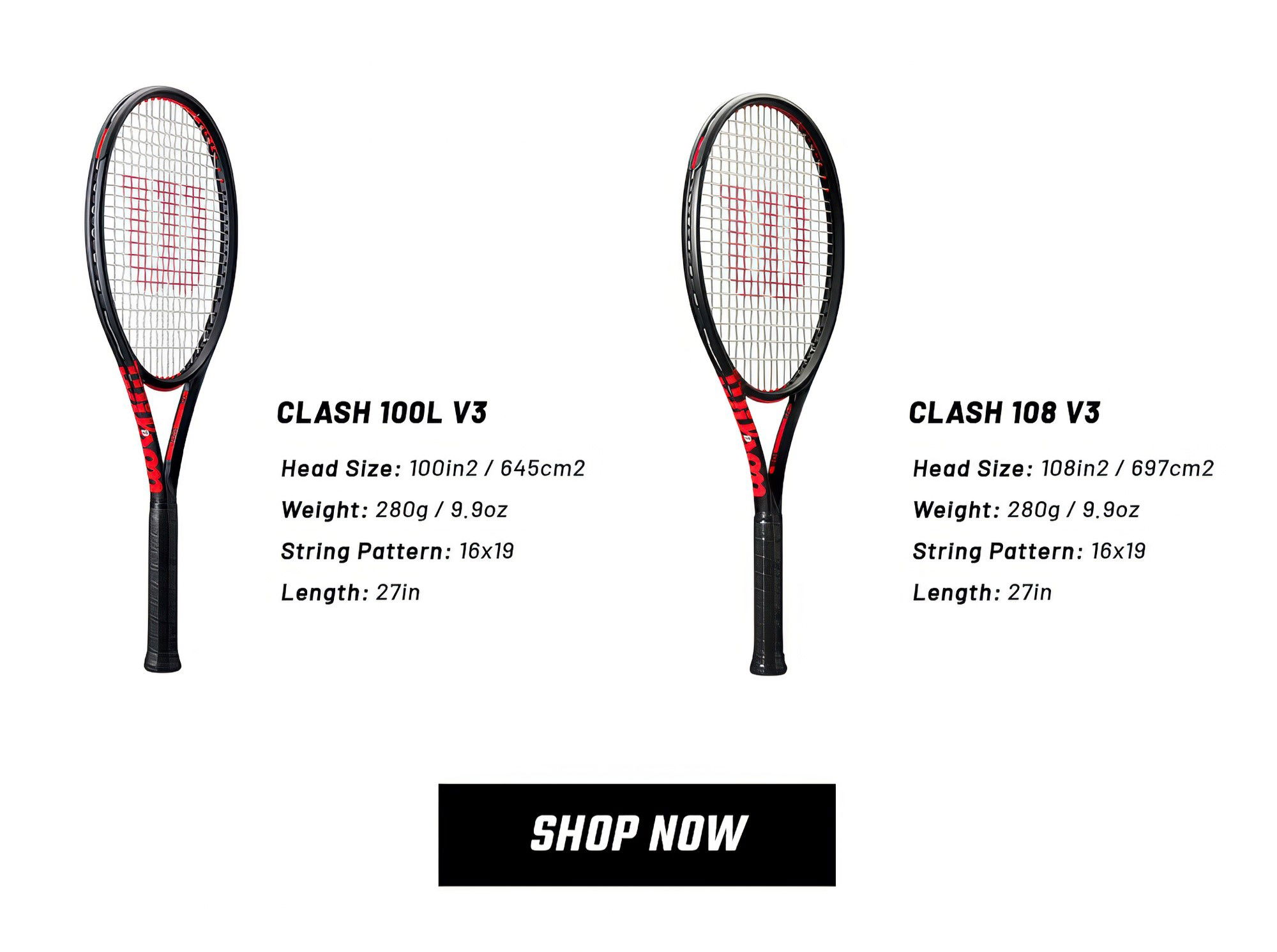 Wilson Clash V3 Tennis Racquets