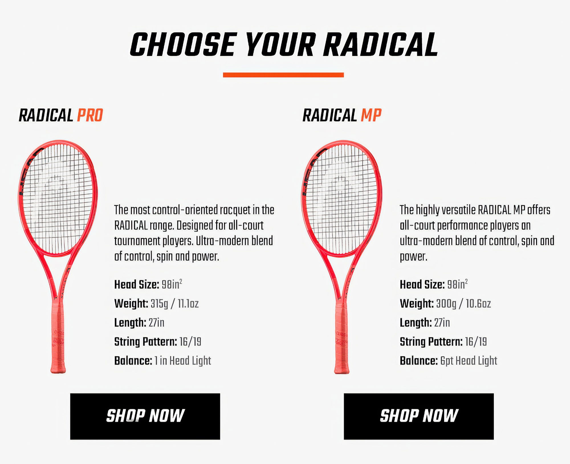 Head Radical Tennis Racquets